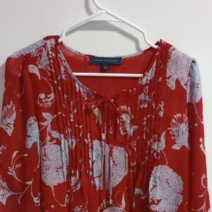 Tommy Hilfiger Red and White Floral Blouse